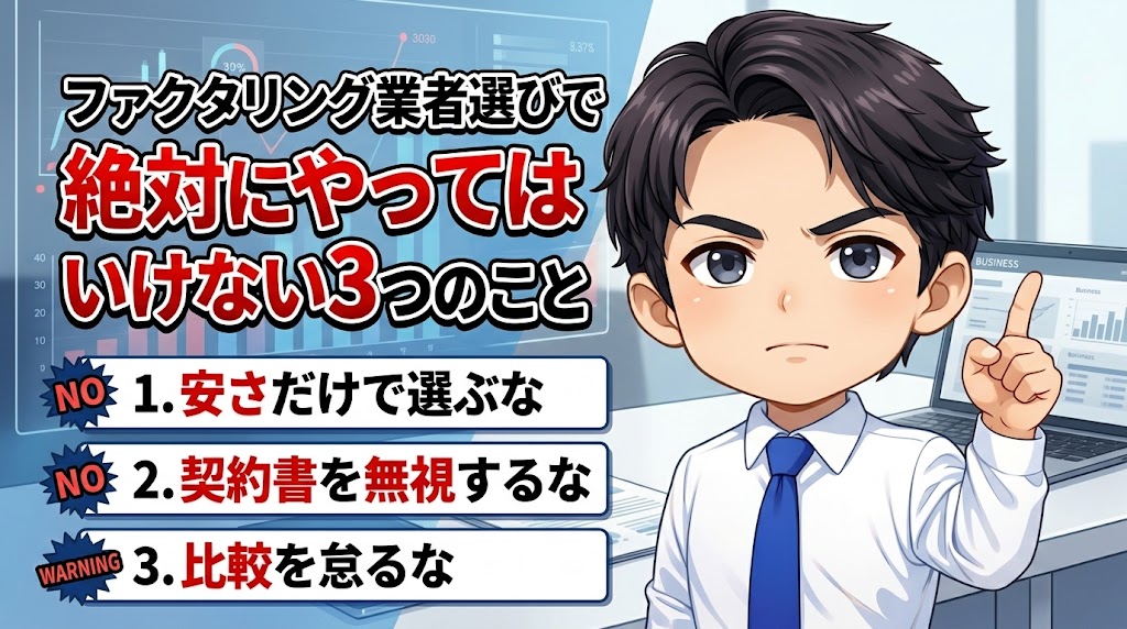 ファクタリング業者選びで絶対にやってはいけない3つのこと