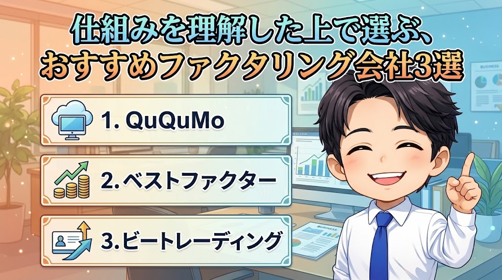 仕組みを理解した上で選ぶ、おすすめファクタリング会社3選