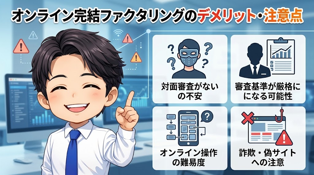 オンライン完結ファクタリングのデメリット・注意点