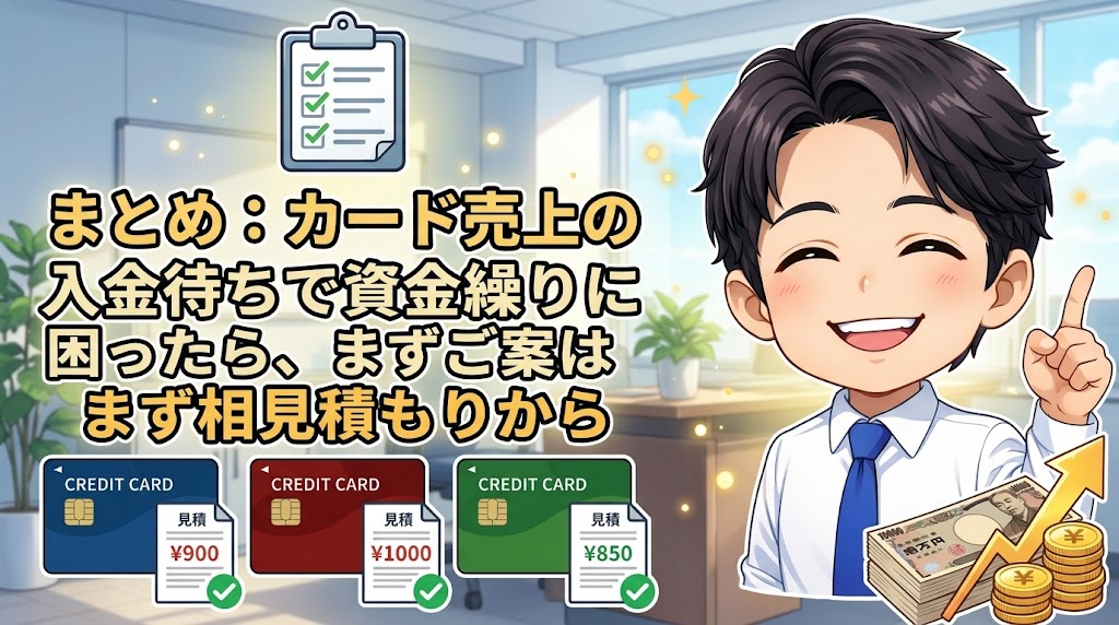 まとめ：カード売上の入金待ちで資金繰りに困ったら、まず相見積もりから