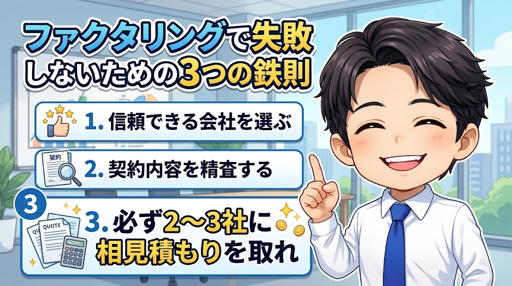 ファクタリングで失敗しないための3つの鉄則