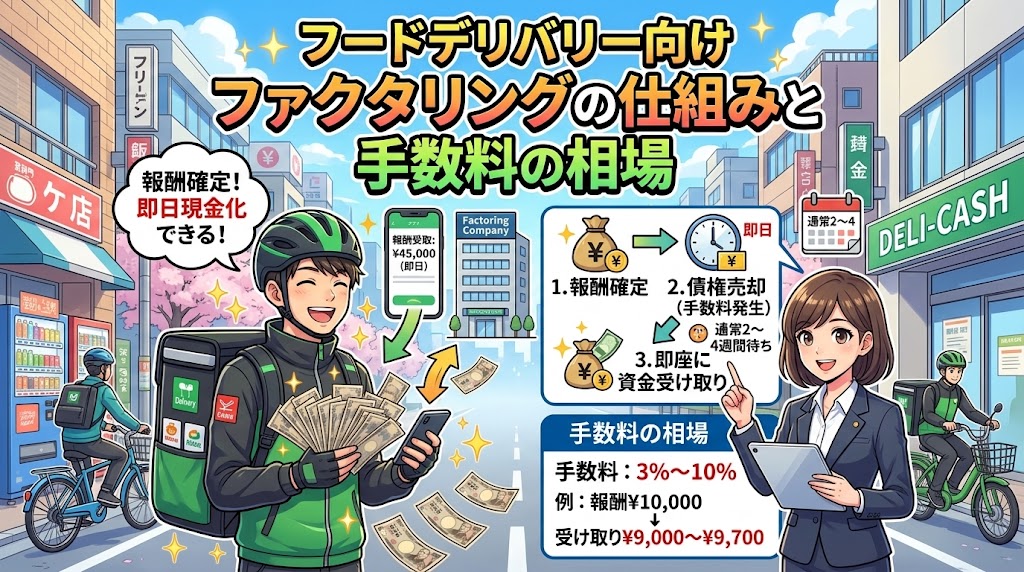 フードデリバリー向けファクタリングの仕組みと手数料の相場
