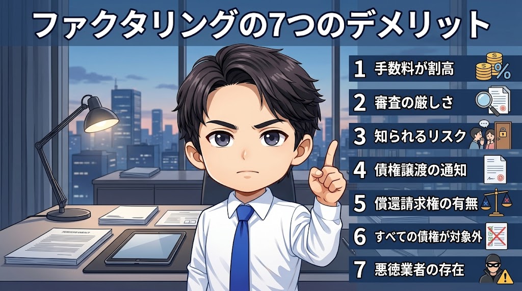 ファクタリングの7つのデメリット【経験者が本音で解説】