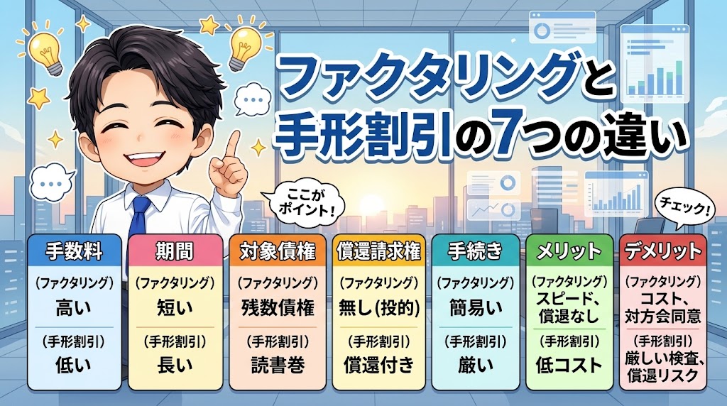 ファクタリングと手形割引の7つの違い