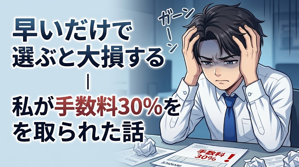 早いだけで選ぶと大損する｜私が手数料30%を取られた話