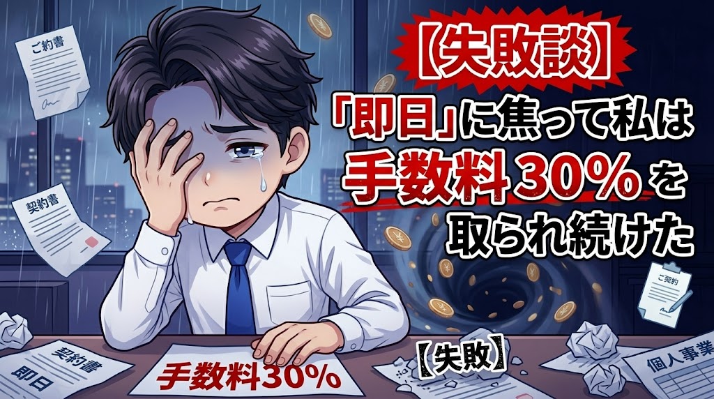 「即日」に焦って私は手数料30%を取られ続けた【失敗談】