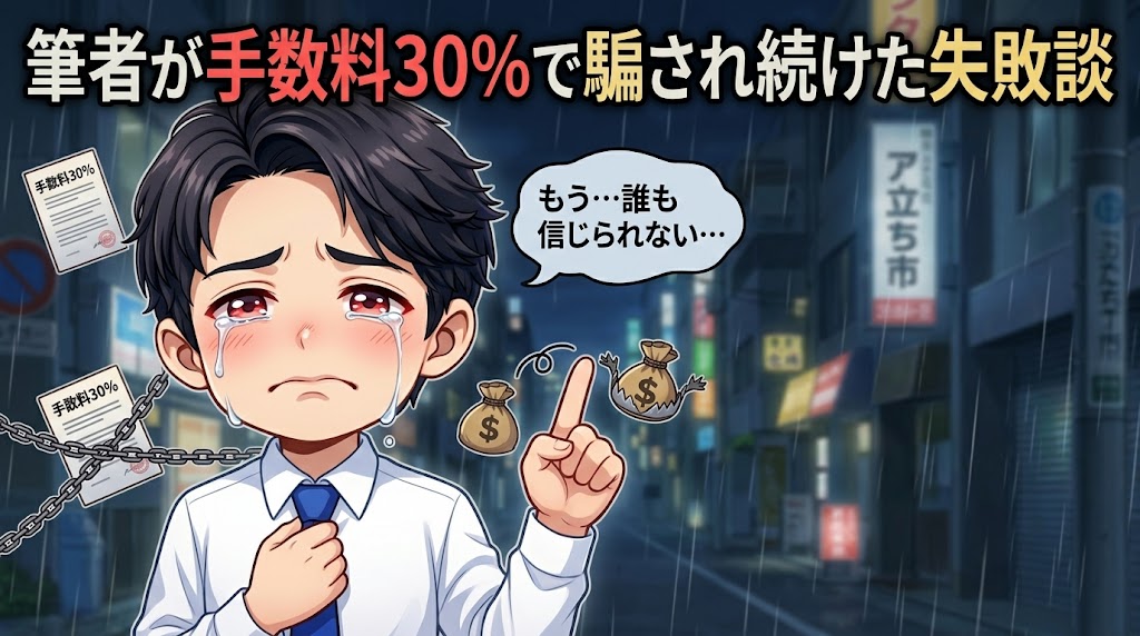 筆者が手数料30%で騙され続けた失敗談｜こうなるなよ