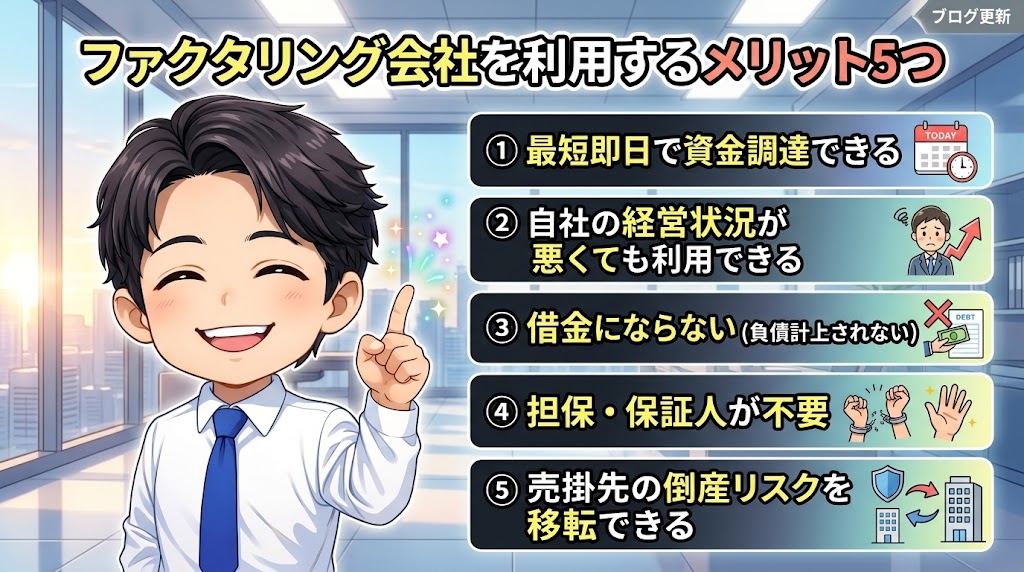 ファクタリング会社を利用するメリット5つ