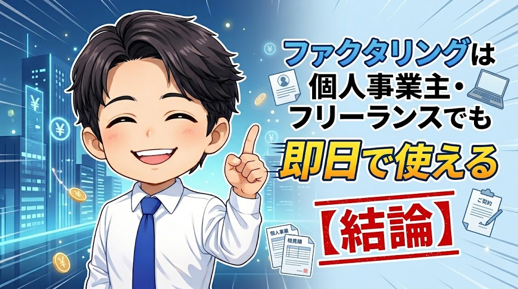 ファクタリングは個人事業主・フリーランスでも即日で使える【結論】