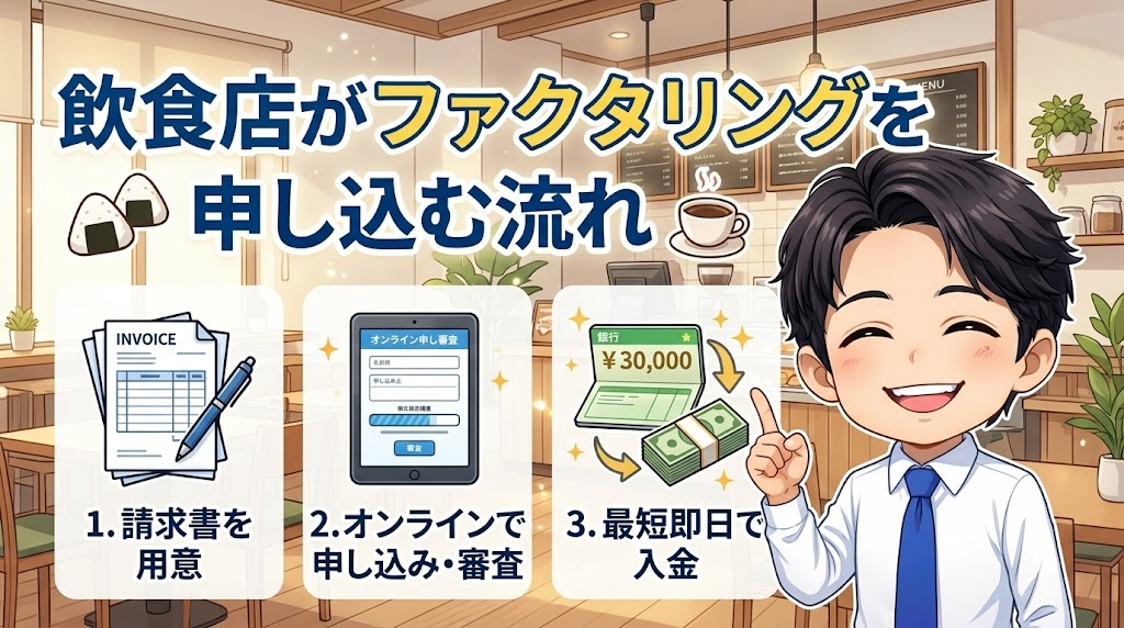 飲食店がファクタリングを申し込む流れ・5ステップで完了