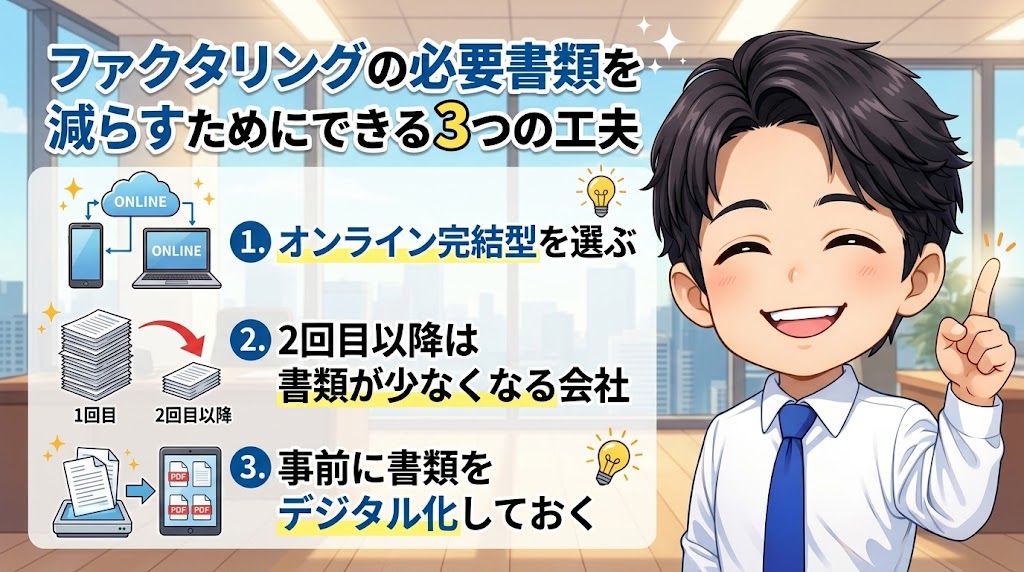 ファクタリングの必要書類を減らすためにできる3つの工夫
