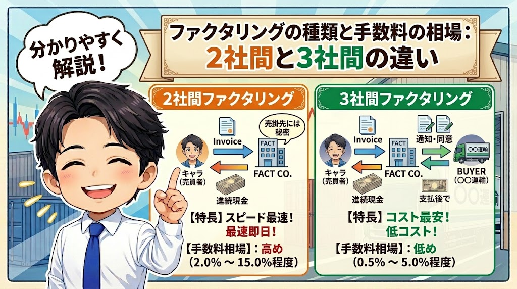 ファクタリングの種類と手数料の相場｜2社間と3社間の違い