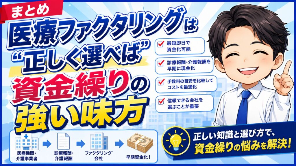 まとめ:医療ファクタリングは「正しく選べば」資金繰りの強い味方