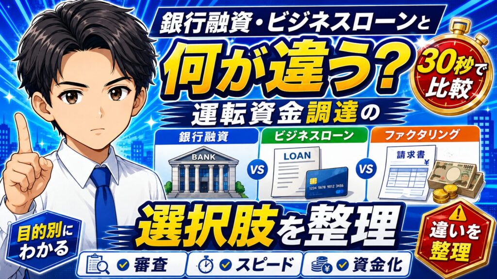銀行融資・ビジネスローンと何が違う？運転資金調達の選択肢を整理