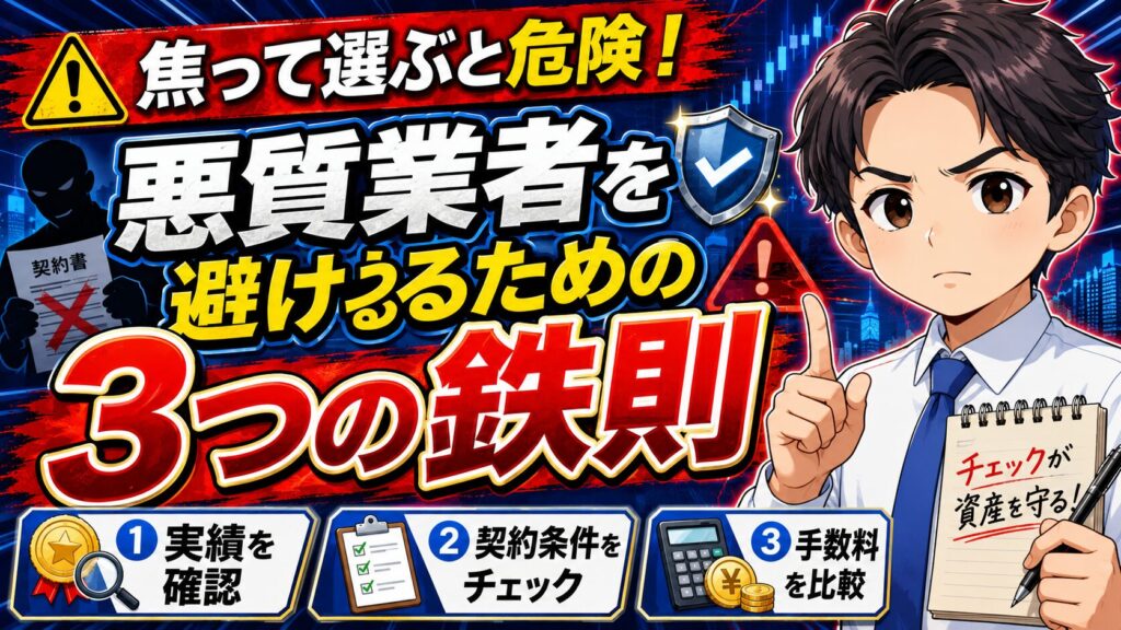 焦って選ぶと危険|悪質業者を避けるための3つの鉄則