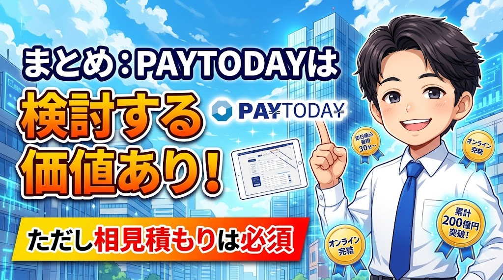まとめ：PAYTODAYは検討する価値あり、ただし相見積もりは必須