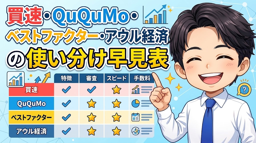 買速・QuQuMo・ベストファクター・アウル経済の使い分け早見表