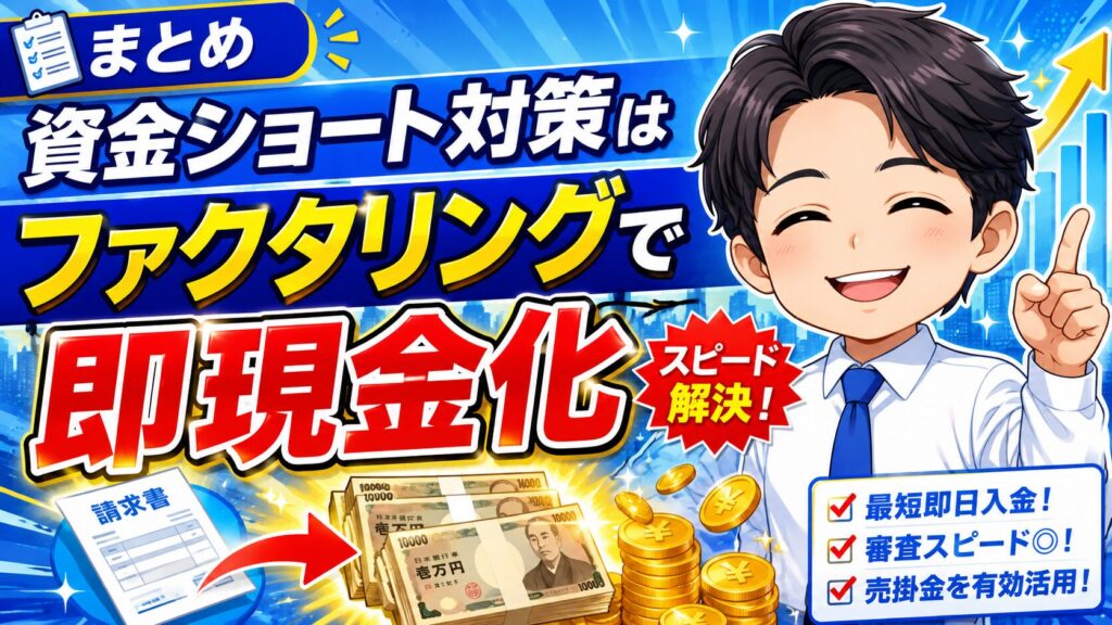まとめ:資金ショート対策はファクタリングで即現金化