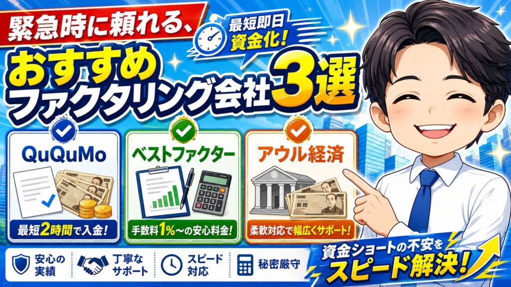 緊急時に頼れる、おすすめファクタリング会社3選