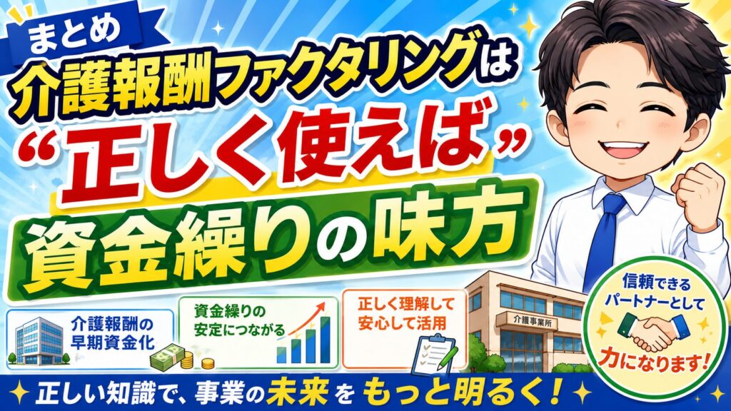 まとめ：介護報酬ファクタリングは「正しく使えば」資金繰りの味方