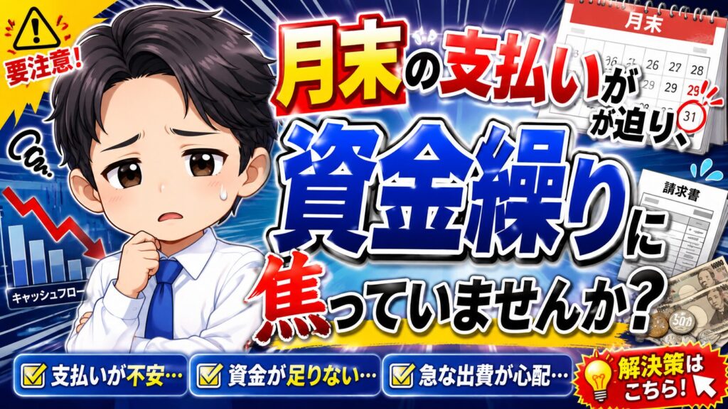月末の支払いが迫り、資金繰りに焦っていませんか？